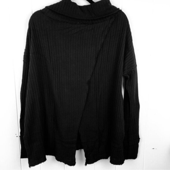 Free People Womens Juicy Waffle Knit Top Surplice Back Cowl Neck Small - Picture 3 of 12